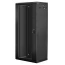 Dulap rack 19" perete 27u / 600x450 (flat pack) cu ușă din sticlă, negru  v2,  Cabinete metalice | electropc.ro
