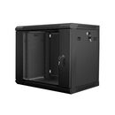Dulap rack de perete 19", 9u, 600x450 mm, usa din sticla, negru, v2,  Cabinete metalice | electropc.ro