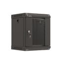 Dulap rack 10" perete 6u / 300x300 (flat pack) cu ușă din sticlă, negru,  Cabinete metalice | electropc.ro