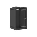 Dulap rack 10" perete 9u / 280x310 (flat pack) cu ușă din sticlă, negru,  Cabinete metalice | electropc.ro