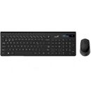 Kit wireless genius, tastatura wireless 104 taste (multimedia) + mouse wireless 1200dpi, 3 butoane, bt 5.3 + 2.4g, interfata usb, negru,  Kit mouse tastatura | electropc.ro