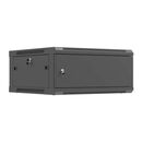 Dulap rack de perete lanberg 19", 4u, 600x450 mm, pentru asamblare, usa metalica, ral9004, ip20, usa metalica, negru,  Cabinete metalice | electropc.ro