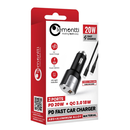 Incarcator auto lemontti fast charge 1 x port pd type-c 20w + 1 x port usb-a qc 3.0 18w cu cablu type-c la type-c 20w, lungime 1m, negru/argintiu,  Incarcatoare telefoane | electropc.ro
