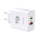 Lemontti incarcator retea gan fast charge 45w 1 x pd type-c + 1 x usb-a quick charge 3.0 alb,  Cabluri periferice | electropc.ro