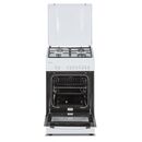 Aragaz gaz heinner hfsc-sme50wh, 50x50cm, 4 arzatoare, suport email, capac metalic, dispozitiv de siguranta plita si cuptor, usa cuptor cu geam dublu, duze gpl incluse, tava si gratar cromat, culoare: alb,  Aragazuri pe gaz | electropc.ro