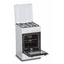 Aragaz gaz heinner hfsc-sme50wh, 50x50cm, 4 arzatoare, suport email, capac metalic, dispozitiv de siguranta plita si cuptor, usa cuptor cu geam dublu, duze gpl incluse, tava si gratar cromat, culoare: alb,  Aragazuri pe gaz | electropc.ro