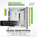 Carcasa corsair 7000d airflow full-tower atx pc case — white  maximum gpu length 450 mm maximum psu length 225 mm maximum cpu cooler height 190 mm expansion slots 8 horizontal + 3 vertical case drive bays (x6) 3.5in (x4) 2.5in form factor full tower case ,  Carcase | electropc.ro