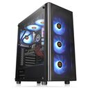 Carcasa thermaltake v200 tempered glass rgb, spcc steel atx tower, farasursa (tip atx, montata jos), interior vopsit negru, 2x3.5" (intern) ,3x/2.5" (intern), design tool-less, fata – 3x 120mm rgb led fans(incluse, 1000rpm, 16dba) si 2x 140mm fan (optiona,  Carcase | electropc.ro