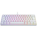 Tastatura gaming mecanica corsair k65 mini 60%, iluminare rgb icue, switch cherry mx red, butoane doubleshot pbt, cablu usb-c detasabil, alb,  Tastaturi | electropc.ro