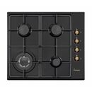 Plita incorporabila fram fbh-v4iwf-rbk, gaz, 4 arzatoare, arzator wok, control lateral, aprindere electrica integrata, sistem siguranta gaz, gratar fonta, duze incluse, design rustic, 58x51 cm,  rustic negru,  Incorporabile | electropc.ro