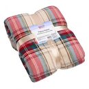 Patura fleece 200x220 cm-carouri bej,  Paturi si Cuverturi | electropc.ro