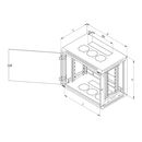 Rack de perete triton sectiune simpla 9u 500mm adancime usa sticla panouri laterale detasabile sectiuni ventilatie activa, sectiuni acces cabluri sus/jos/spate securizare cu cheie, 1 pereche montanti reglabili ip30 negru,  Cabinete metalice | electropc.ro