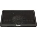 Stand laptop spacer sp-nc19 15.6", sita metal, fan 14cm, led albastru, negru,  Stand & Cooling pad | electropc.ro