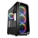 Carcasa sharkoon tk5m rgb, 7 sloturi expansiune, tempered glass, 3x ventilatoare 120mm preinstalate, compatibil mini-itx / micro-atx / atx,  Carcase | electropc.ro