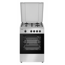 Aragaz gaz heinner hfsc-sme50sl, 50x50cm, 4 arzatoare, suport email, capac metalic, dispozitiv de siguranta plita si cuptor, usa cuptor cu geam dublu, duze gpl incluse, tava si gratar cromat, culoare: argintiu,  Aragazuri pe gaz | electropc.ro