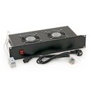 Panou ventilatie triton pentru rack de podea 19, 2 ventilatoare 230v/60w cu termostat, flux axial,negru,  Cabinete metalice | electropc.ro