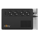 Ups njoy soter 600, 600va/ 360w, 4 prize schuko cu protectie, functie auto-restart, stabilizator de tensiune (avr), plaja acceptata tensiune intrare: 170-280 vac, timp de transfer: 2-6 ms, frecventa: 60/50 hz (auto sensing), protectie rj45/rj11: 1 intrare,  UPS | electropc.ro