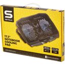 Cooling pad serioux, srxncp025, dimensiuni: 390*280*28mm, compatibilitate maxima laptop: 17.3 inch, numar ventilatoare: 4, dimensiune ventilator: 2 x 125*125*15mm / 2 x 70*70*15mm, nivel zgomot: 15-20db, flux aer: 56-75cfm, tensiune alimentare: dc 5v, vit,  Stand & Cooling pad | electropc.ro