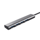 Hub usb trust halyx, usb-c la 4 x usb-a 3.2 gen 1, dimensiune cablu 10cm, din aluminiu, argintiu,  Hub-uri USB | electropc.ro