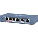 Switch 4 porturi poe hikvision ds-3e1106hp-ei 4 × 100 mbps poe rj45 ports, 2 × 100 mbps network rj45 ports,ieee 802.3at/af/bt standard for poe ports,6 kv surge protection,af/at camera can reach up to 300 m in extend mode,switching capacity 1.2 gbps, packe,  Switch-uri | electropc.ro