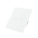 Intrerupator dublu cu touch pni sh202 din sticla, alb cu led indicator, butoane iluminate - butoane tactile - front din sticla, sarcina maxima suportata: 200 w, dimensiuni: 85 x 35 x 85 mm, greutate: 120g,,  Smart home | electropc.ro