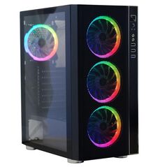 Carcasa spacer rainbow, atx, midtower, gaming, fara sursa, sticla securizata, 4 x fan, usb 2.0 x 2, usb 3.0 x 1, mesh, fan controller (inclusiv rgb), telecomanda, „spcs-gc-rainbow”,  Carcase | electropc.ro