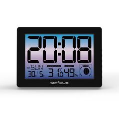 Ceas termometru higometru camera th86145 temperatura interioară, afișare ora, calendar, faza lunii, alarmă specificaȚii: alimentare: adaptor dc 5v 150 ma, baterii: 3x baterii aaa (nu sunt incluse), unitate de temperatură: c&f, interval de afișare a temper,  Periferice Diverse | electropc.ro