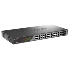 D-link switch dss-200g-28mp,24 x 10/100/1000 mbps poe, 4 x combo 1000 mbps, switching capacity:56 gbps, forwarding rate: 41.67 mpps, buget poe: 370 w ; 30 w/port, consum maxim: 425.9 w (poe on) ; 25.5 w (poe off), dimensiuni: 440 x 208 x 44 mm, greutate: ,  Switch-uri | electropc.ro