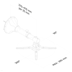 Suport pentru videoproiector de perete neomounts, distanta reglabila fat de perete 37-47cm, greutate maxima suportata 12 kg, tip full motion, inclinare pana la 90°, rotatie pana la 360°, argintiu,  Televizoare & accesorii | electropc.ro