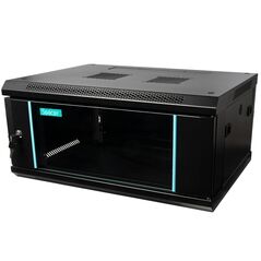 Cabinet 19″ spacer 4u 600x450mm, fixare pe perete, flatpack (dezasamblat), black, usa sticla cu blocare, panouri detasabile, otel 1.5mm, sarcina maxima 60kg,  Cabinete metalice | electropc.ro