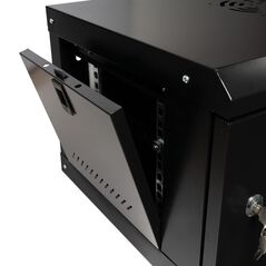 Cabinet 19″ spacer 6u 500x450mm, fixare pe perete, flatpack (dezasamblat), black, usa sticla cu blocare, panouri detasabile, otel 1mm, sarcina maxima 25kg,  Cabinete metalice | electropc.ro