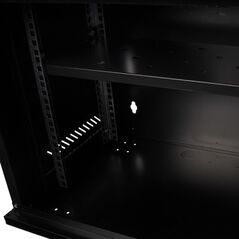 Cabinet 19″ spacer 9u 500x400mm, fixare pe perete, flatpack (dezasamblat), black, usa sticla cu blocare, panouri detasabile, otel 1mm, sarcina maxima 25kg,  Cabinete metalice | electropc.ro