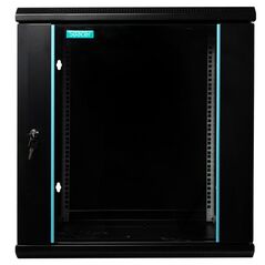 Cabinet 19″ spacer 12u 600x450mm, fixare pe perete, flatpack (dezasamblat), black, usa sticla cu blocare, panouri detasabile, otel 1.5mm, sarcina maxima 60kg,  Cabinete metalice | electropc.ro