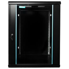 Cabinet 19″ spacer 15u 600x600mm, fixare pe perete, flatpack (dezasamblat), black, usa sticla cu blocare, panouri detasabile, otel 1.5mm, sarcina maxima 60kg,  Cabinete metalice | electropc.ro