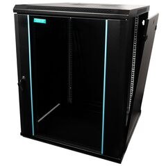 Cabinet 19″ spacer 15u 600x600mm, fixare pe perete, flatpack (dezasamblat), black, usa sticla cu blocare, panouri detasabile, otel 1.5mm, sarcina maxima 60kg,  Cabinete metalice | electropc.ro