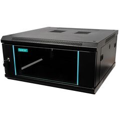 Cabinet 19″ spacer 4u 600x600mm, fixare pe perete, flatpack (dezasamblat), black, usa sticla cu blocare, panouri detasabile, otel 1.5mm, sarcina maxima 60kg,  Cabinete metalice | electropc.ro