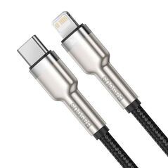 Cablu alimentare si date baseus cafule metal, fast charging data cable pt. smartphone, usb type-c la lightning iphone pd 20w, 0.25m, negru,  Cabluri periferice | electropc.ro