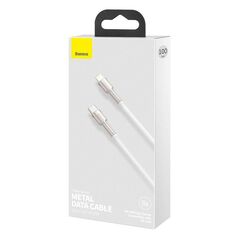 Cablu alimentare si date baseus cafule metal, fast charging data cable pt. smartphone, usb type-c la lightning iphone pd 20w, brodat, 1m, alb,  Cabluri periferice | electropc.ro
