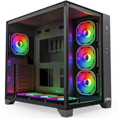 Carcasa njoy pc aura mid tower atx, psu not included, ventilatoare incluse 1x 120 mm spate, 3x 120 mm stanga, 3x 120 mm jos,  Carcase | electropc.ro