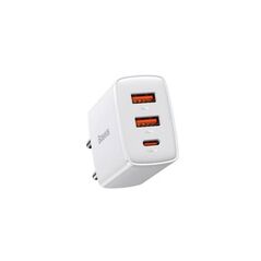 Incarcator retea baseus compact, quick charge 30w, 2 x usb 5v/3a, 1 x usb type-c 5v/3a, alb,  Incarcatoare telefoane | electropc.ro