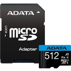 Microsd adata 512gb citire 100 mb/s, scriere 25 mb/s, clasa de viteza 10,  Carduri memorie | electropc.ro