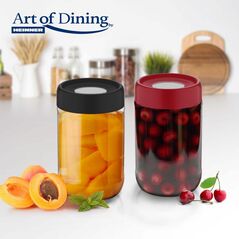 borcan depozitare sticla  cu capac,  660 ml, art of dining by heinner ( mix 2 culori in bax , rosu/ negru ),  Boluri & Cutii alimente | electropc.ro
