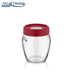 Borcan depozitare sticla  cu capac, 580 ml, art of dining by heinner ( mix doua culori in bax rosu/negru)  HR-QL-RJ580