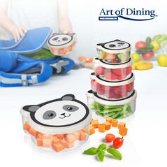 Set 4 caserole cu capac , plastic,  art of dinning by heinner ( mix 3 modele in bax  - smiley/ pucca / bear),  Boluri & Cutii alimente | electropc.ro