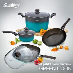 Set gatit 7 piese aluminiu, green cook, cooking by heinner  HR-BET-GC7