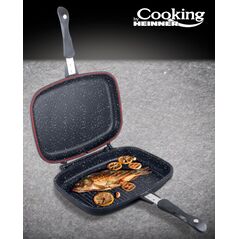 Tigaie dubla dreptunghiulara tip grill,aluminiu,32x24x7.5 cm,dark line inductie, cooking  by heinner,  Tigai si seturi | electropc.ro