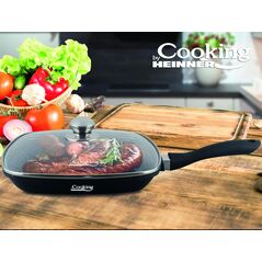 Tigaie grill aluminiu + capac 28 x 4.5 cm , dark line, cooking  by heinner,  Tigai si seturi | electropc.ro