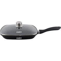 Tigaie grill aluminiu + capac 28 x 4.5 cm , dark line, cooking  by heinner,  Tigai si seturi | electropc.ro