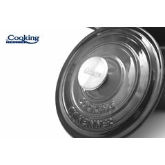 Cratita fonta emailata  + capac 22 x 9.5 cm, 2.9 l, marble grey, cooking by heinner,  Tavi copt | electropc.ro