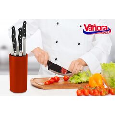 Bloc cutite universal 22.5 x 11cm, vanora home, mix culori in bax (8 bucati negru+4 bucati rosu),  Cutite & seturi | electropc.ro
